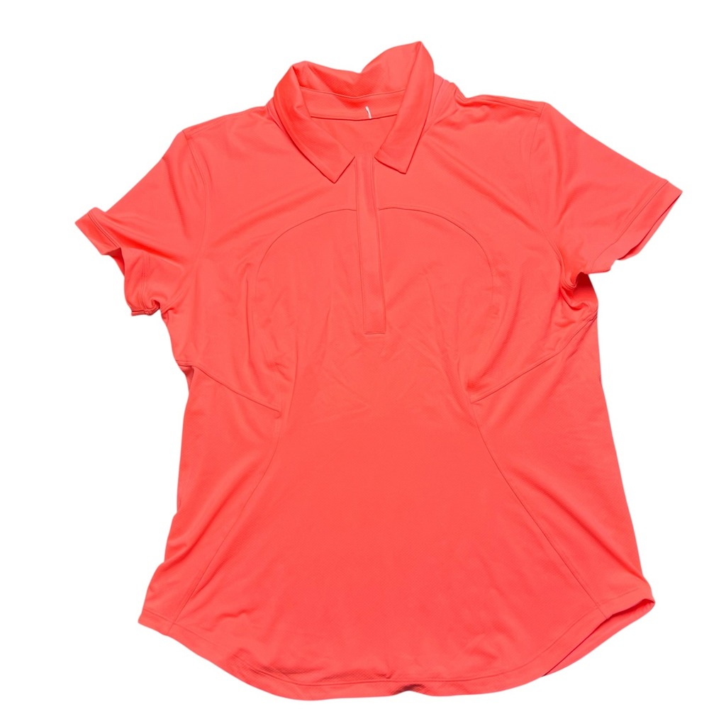Lululemon Quick Dry Short Sleeve Polo Shirt Coral Pink Athletic Golf Top